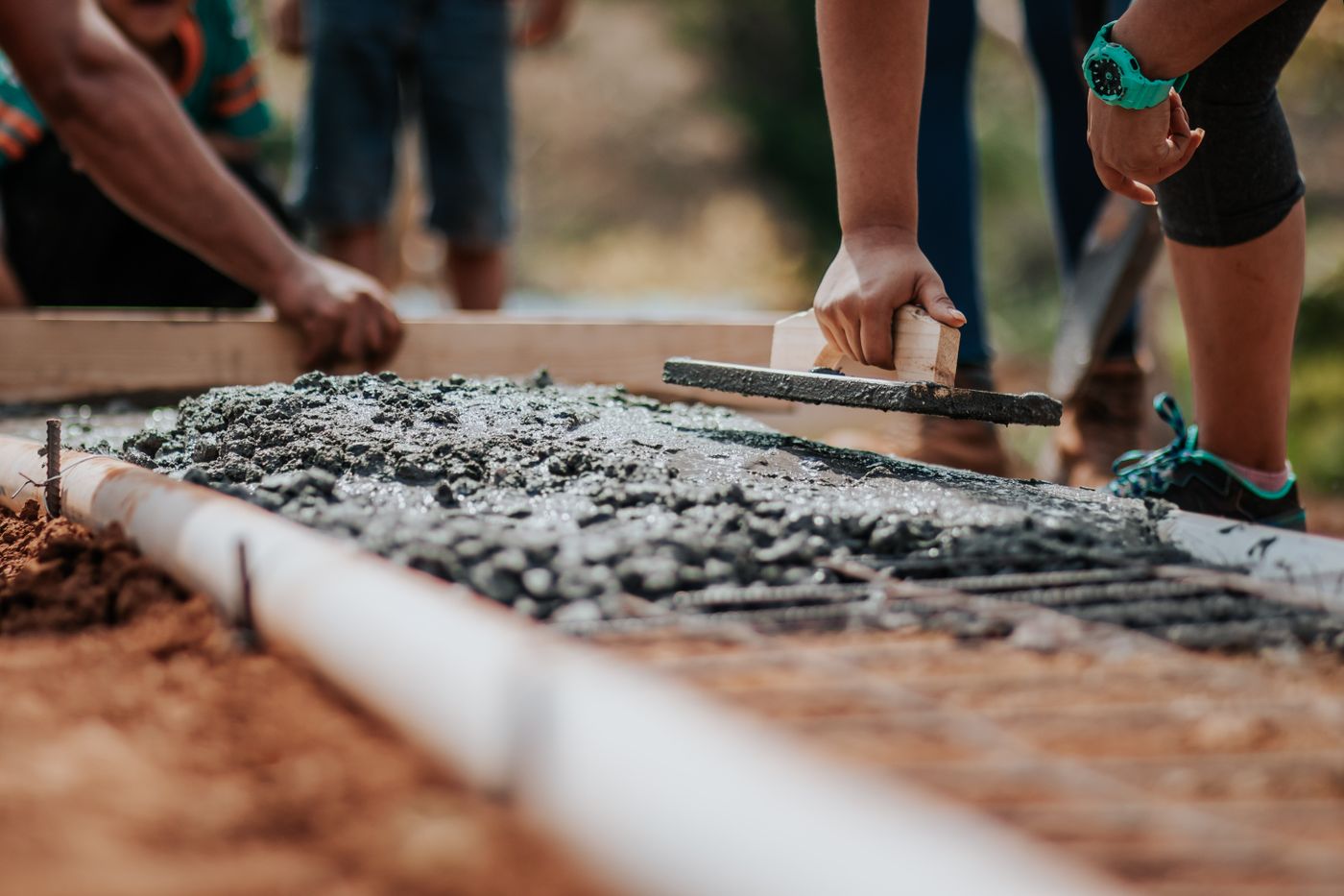 Builders at work on a new home construction project